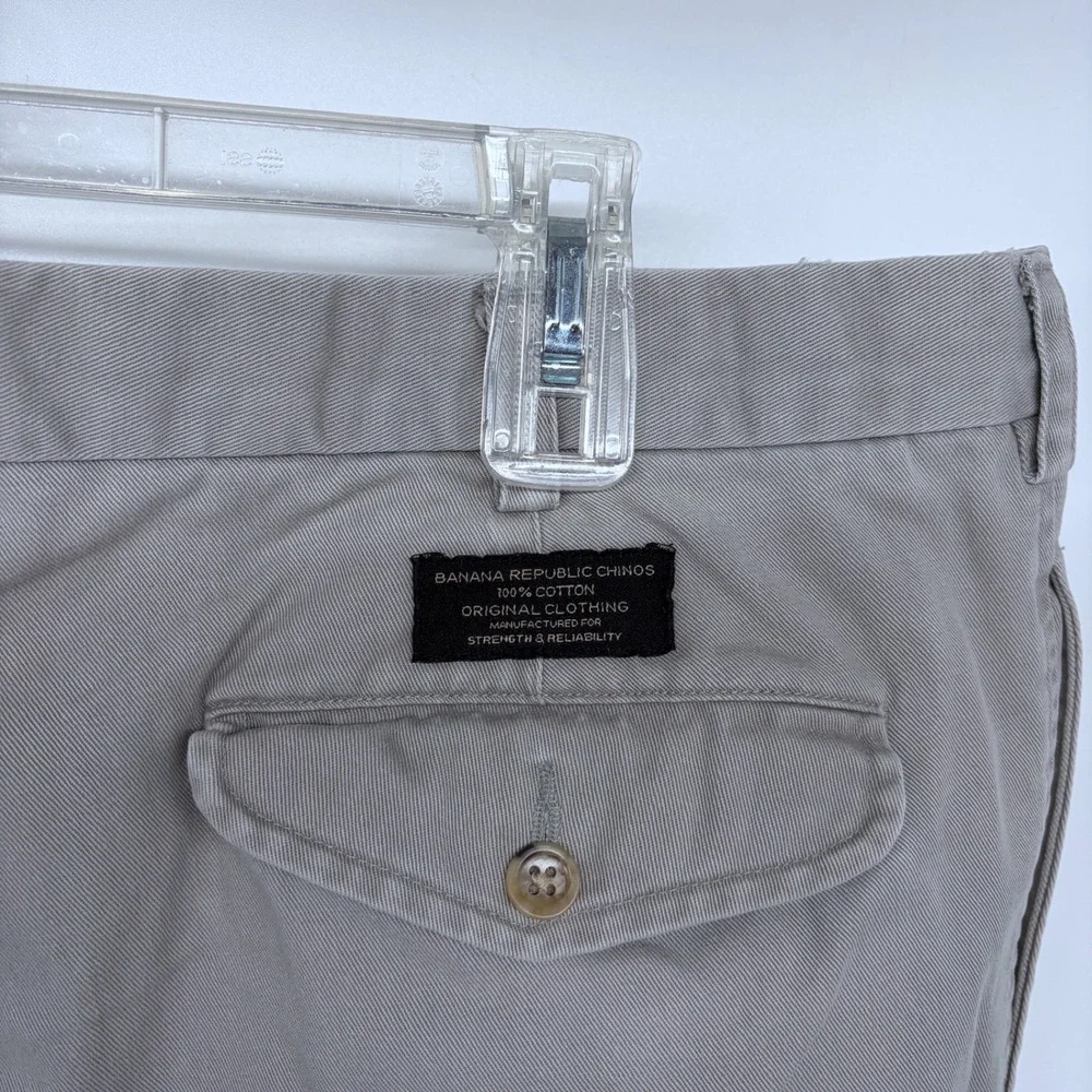 Mens Banana Republic Chino Pants Size 38R 100% Cotton‎ Grayish Tan Khaki